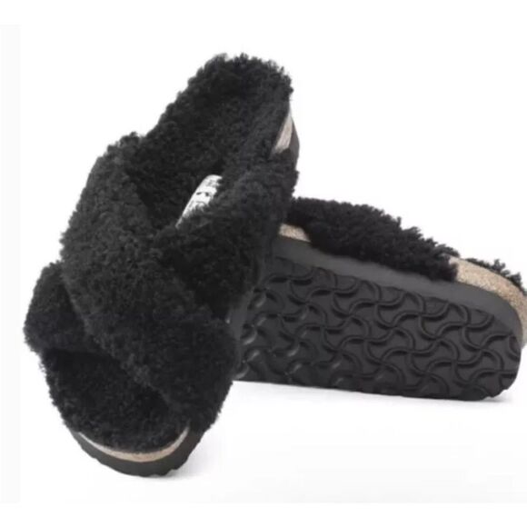 BIRKENSTOCK PAPILLIO Women Black Daytona Teddy Platform Sandal Slide 6/37 - Picture 1 of 9